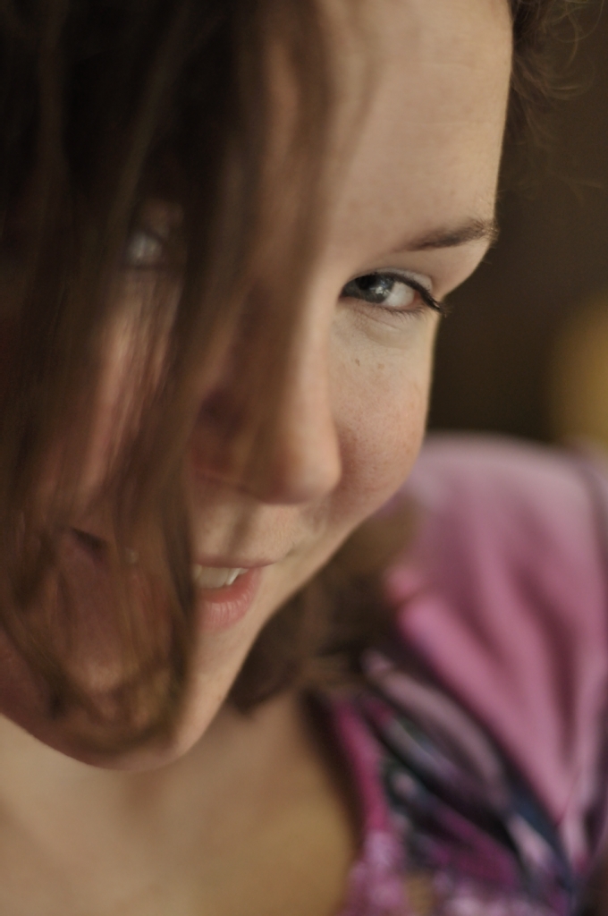 Face Girl Brown hair Smile Eyes Pretty