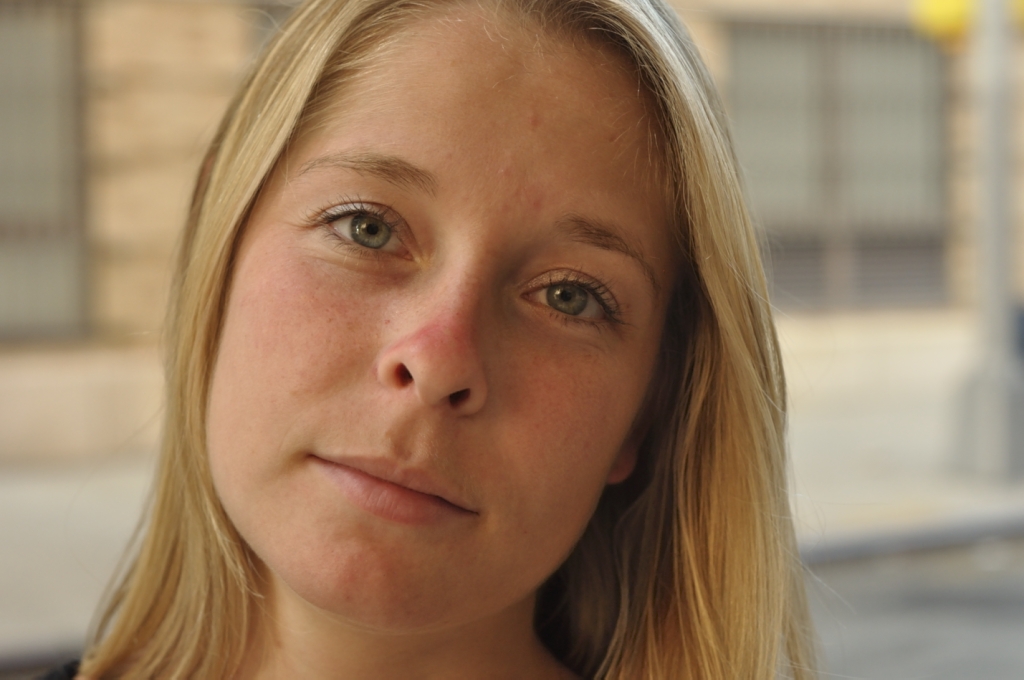 Girl Face Blonde hair American Pretty Medium hairstyles Sad