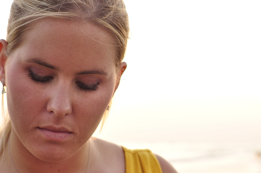 Girl Face Blonde hair Beautiful Sad