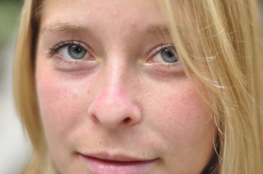 Girl Face Blonde hair Highlights Eyes