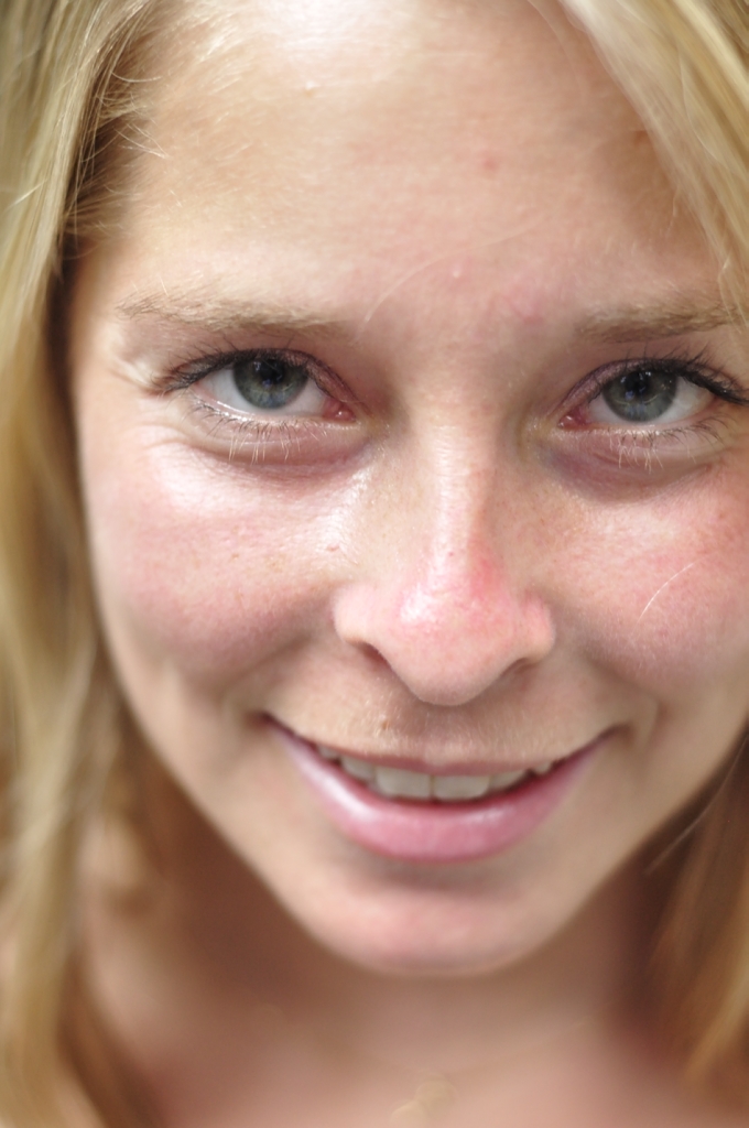 Girl Face Blonde hair Highlights Smile Eyes