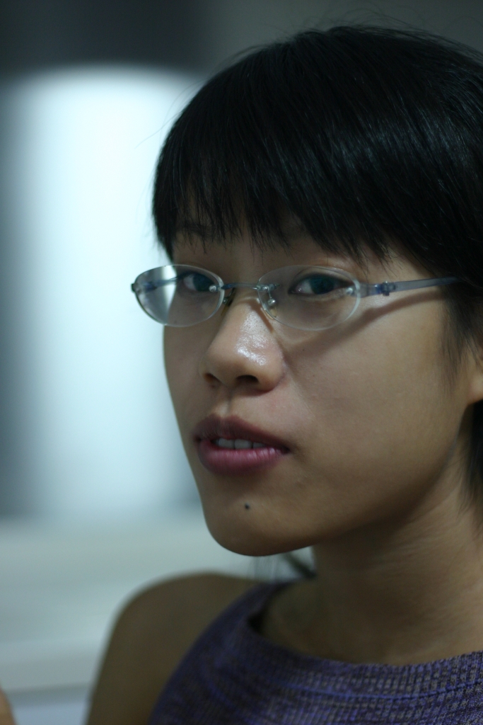 Girl Face Chinese Black hair Bangs Glasses Asian