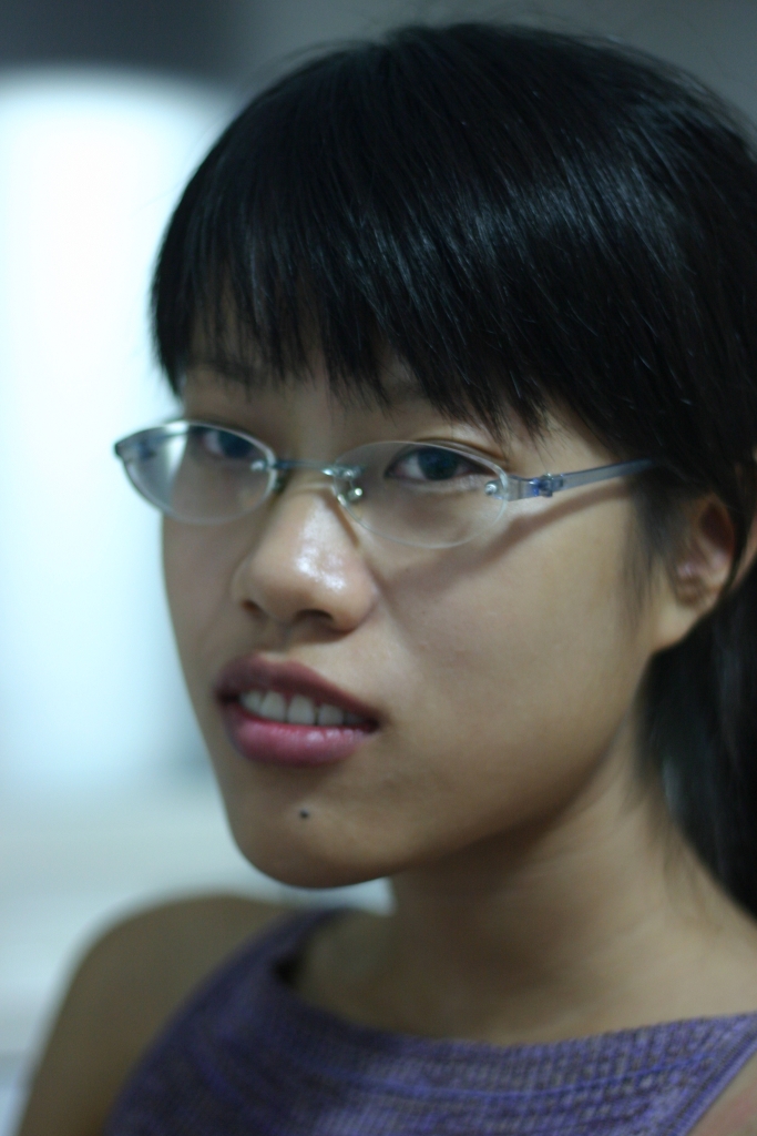 Girl Face Chinese Black hair Bangs Glasses Cute
