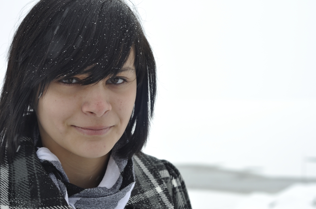 Girl Face Native American Indian Black hair Bangs Teenage Mexian Cute