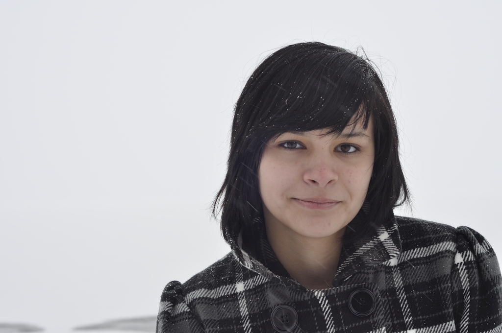 Girl Face Native American Indian Black hair Bangs Teenage