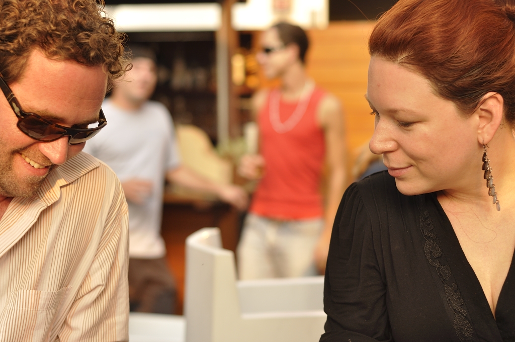 Girl Red hair Friends Guy White