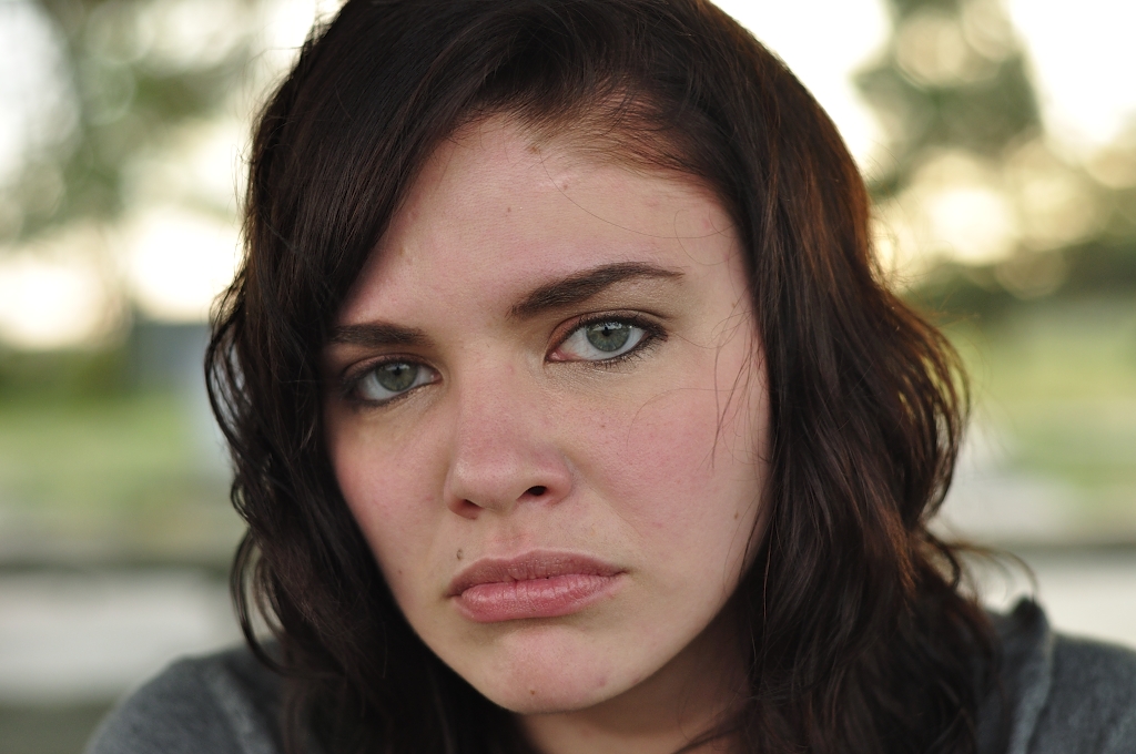 Model Brown hair Curly Beautiful Medium hairstyles Sad Face Girl