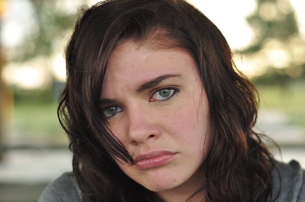 Model Brown hair Curly Cute Medium hairstyles Sad Girl Face