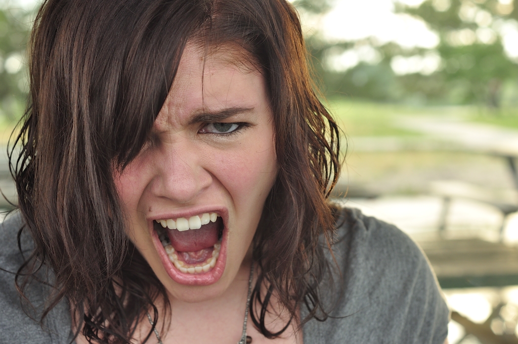 Model Brown hair Curly White Medium hairstyles Angry Girl Face