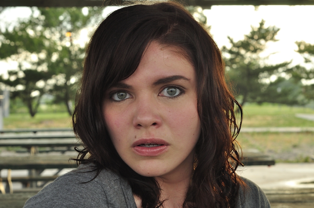Model Medium hairstyles Girl Face Curly brown hair Pretty Scared
