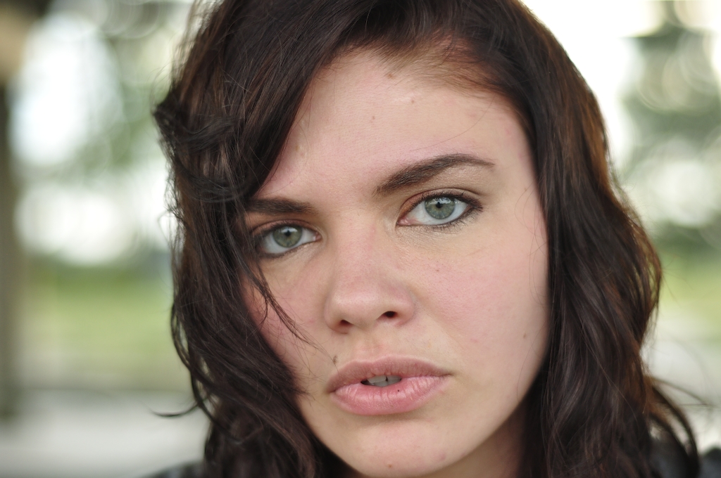 Model Medium hairstyles Girl Face Curly brown hair White Outside