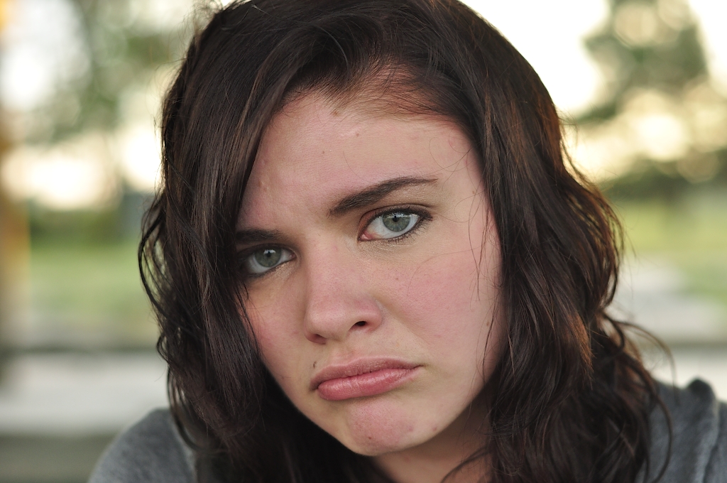 Model Medium hairstyles Sad Face Girl Curly brown hair Beautiful