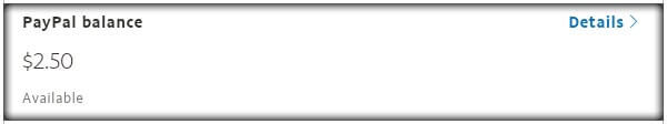 PayPal balance $2.50